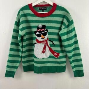 33 Degrees Women’s Christmas Snowman Striped Sweater Size L
